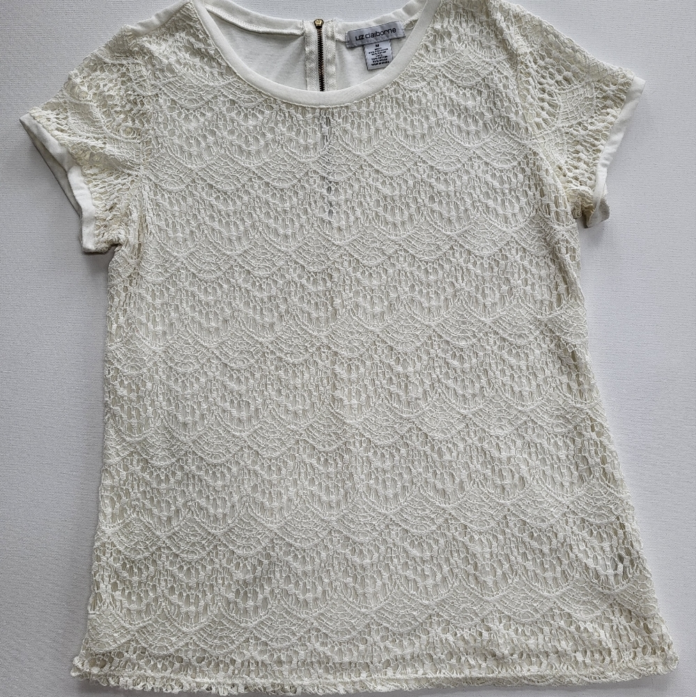 Cream Crocheted Front Top